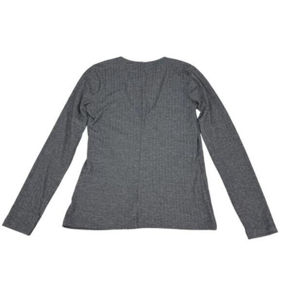 Banana Republic Women's Long Sleeve Rib Wrap Tee In Gray Size XXS Petite - Picture 5 of 5